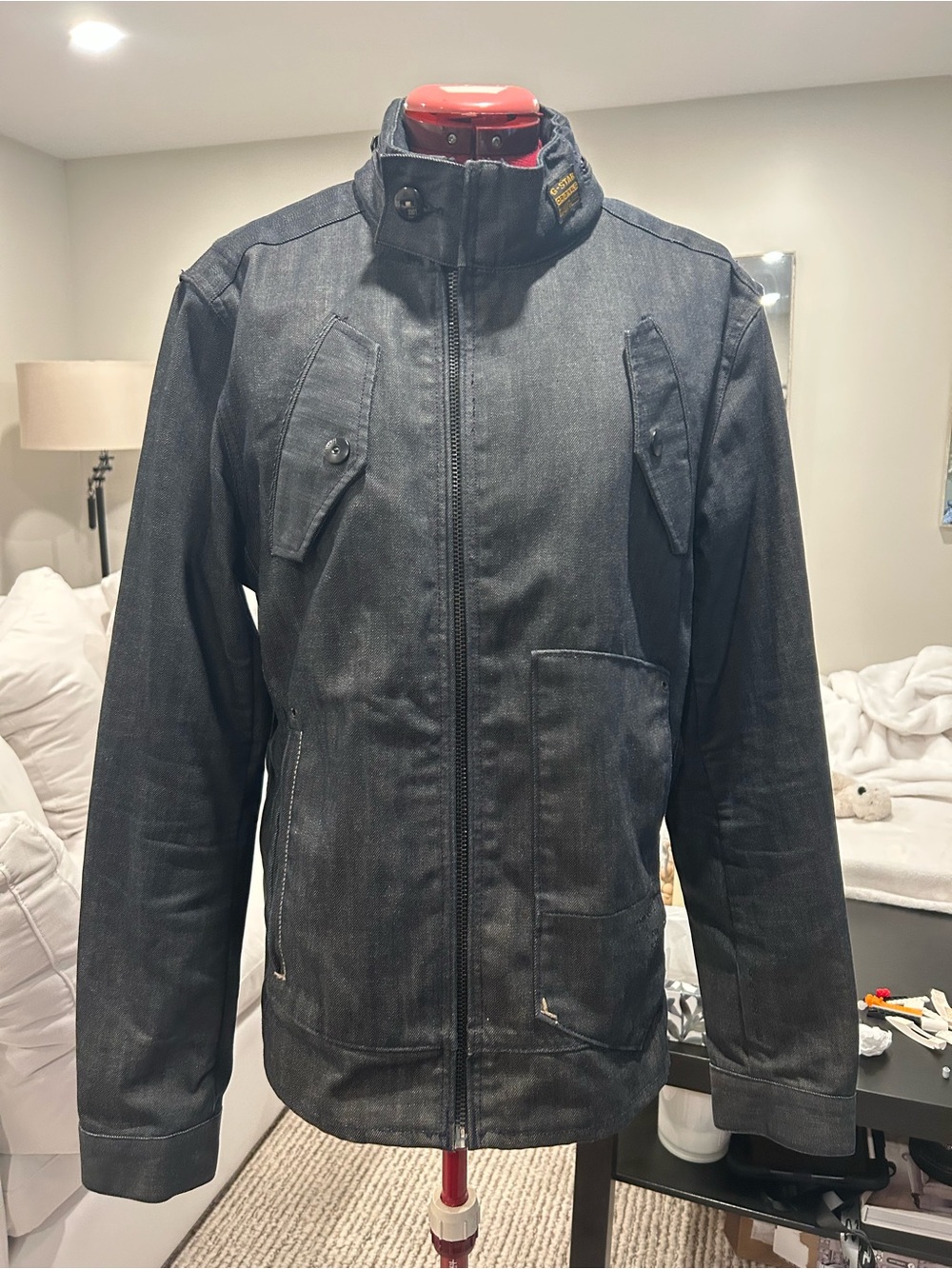 G-Star Raw Men's Black Denim Zip-Up Jacket